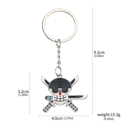 One Piece Luffy Straw Hat Keychain Rotatable Zoro Skull Metal Pendant Role-Playing Decorative Accessories Fan Jewelry Gift