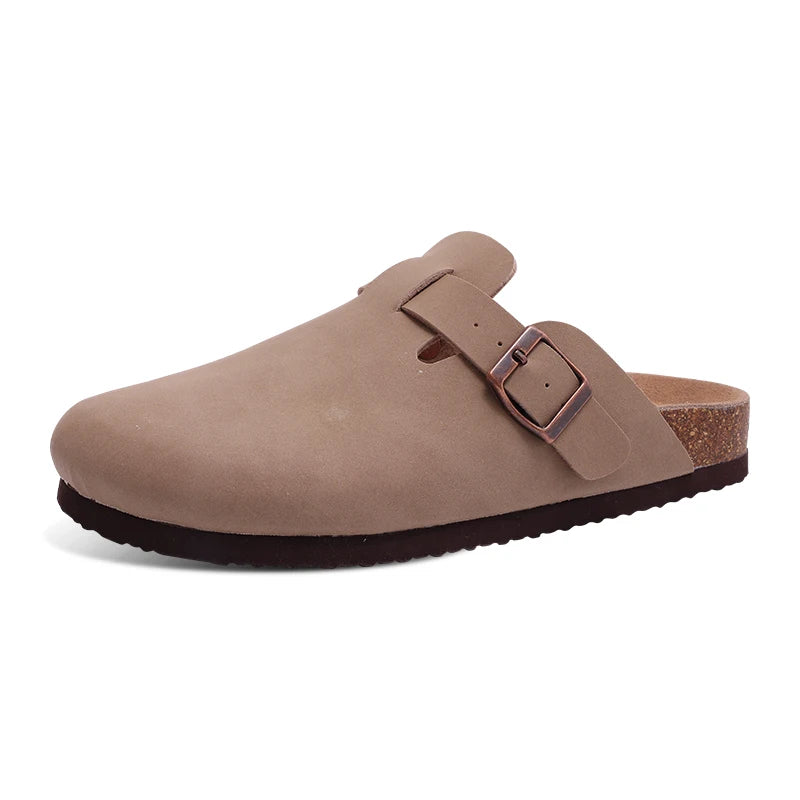 Shevalues Women's Suede Clogs Classic Cork Slippers Leather Mules Men Cork Footbed Sandals Comfort Beach Shoes with Arch Support