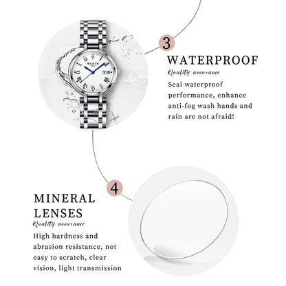 WLISTH Brand Women Watches Stainless Steel Modern Hand Clock Female Gifts Luminous Waterproof Ladies Wristwatches for Women