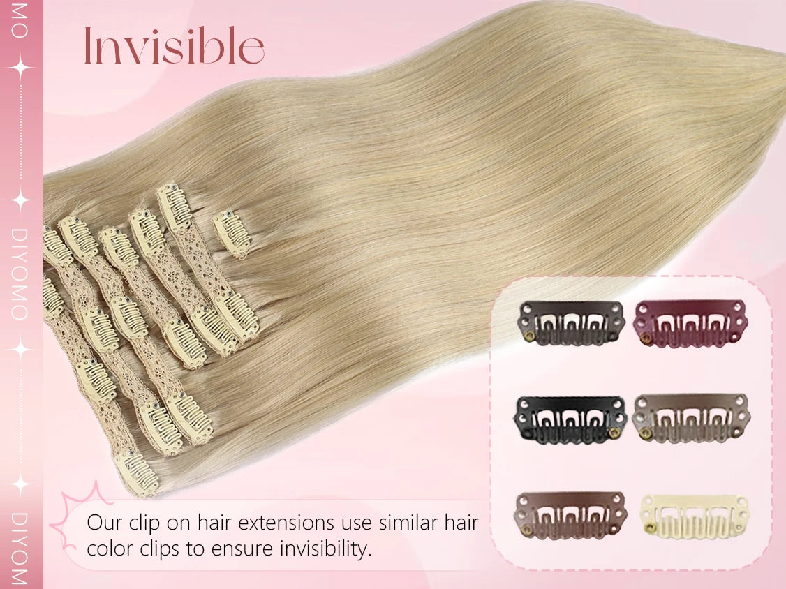 Natural Black Straight Human Hair Extensions Set of 7 PU Clip-In Invisible Wefts 116g Lightweight for Women Hairdressing