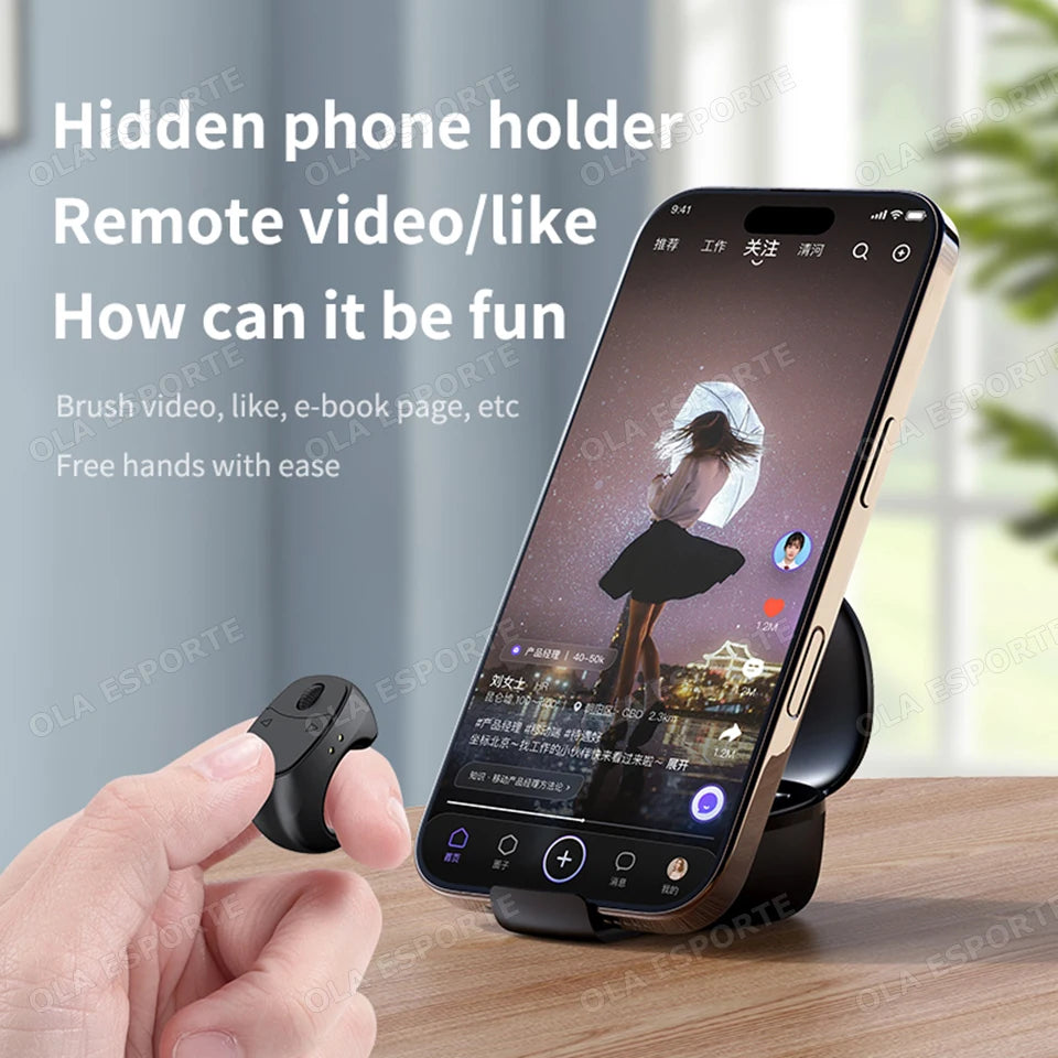 Remote Control Wireless Bluetooth Roller Fingertip Ring portable Mobile Mice Video Automatic Page Turner Browsing Ring R12
