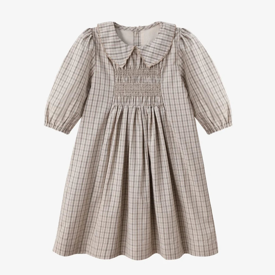 Clearance sale AS SS26 Heritage collection brown Checked smocking  girls dress knitting boys sister brother family match clothes