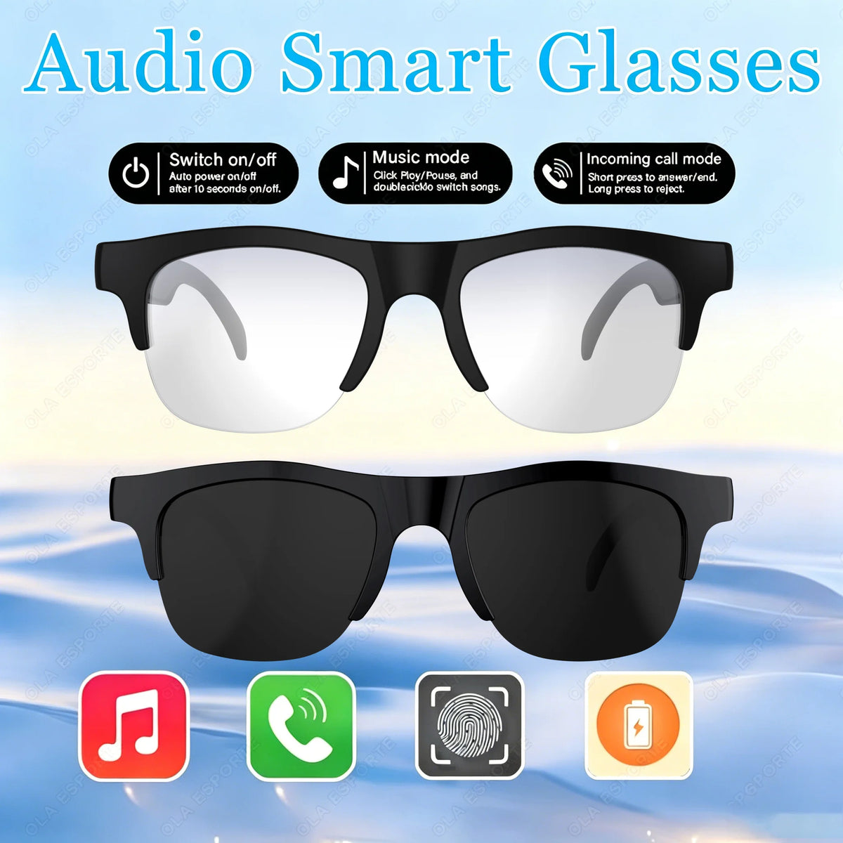 NEW Smart Glasses V5.3 Bluetooth Call High Quality Headphones Outdoor Sports Sunglasses Anti-touch UV Music Player for Men Women