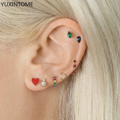 925 Sterling Silver Ear needles Crystal Zircon Small studs Earrings for Women gold-plated round Piercing Earrings New in 2022