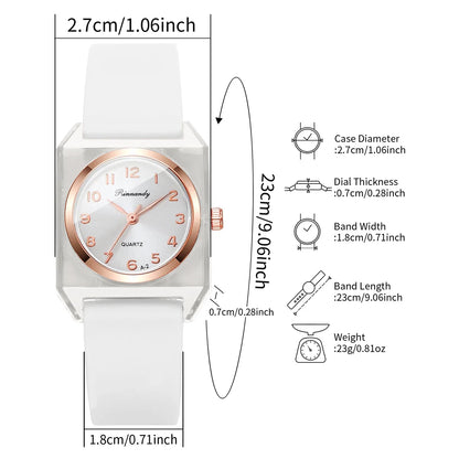 Elegant Square Women Quartz Watch Fashion Silicone Band Arabic Dial Ladies Wristwatches Relogio Feminino Clock (Without Box)