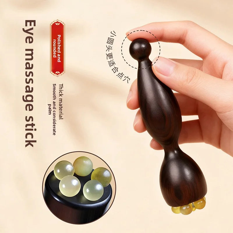 Yangjiao Purple Sandalwood Small Lotus Pong Eye Massage Comb Meridian Comb Facial Acupoint Facial Stretching Rod Massage Roller