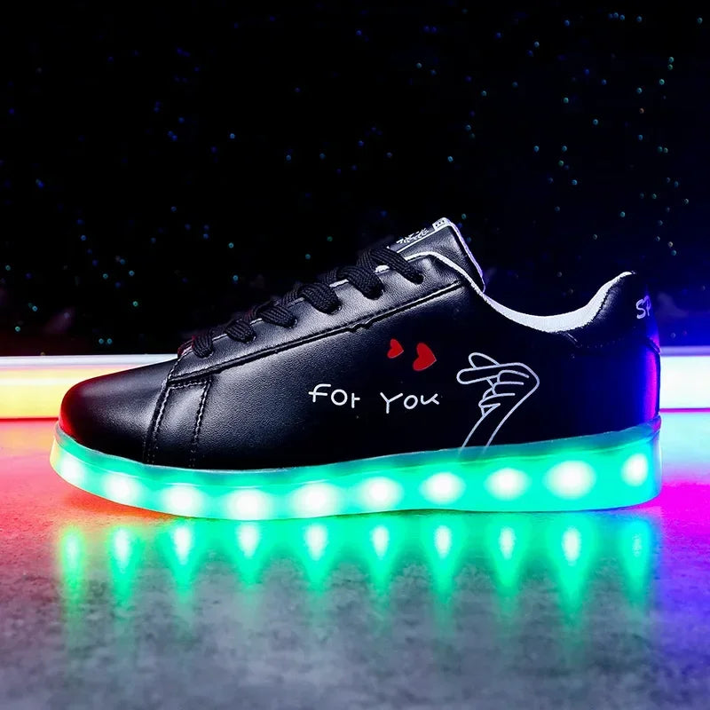 Maogu 2026 Adult Unisex Womens Mens Kid Luminous Sneakers Glowing USB Charge Boys LED Colorful Light-up Shoes Girls Footwear
