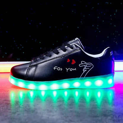Maogu 2026 Adult Unisex Womens Mens Kid Luminous Sneakers Glowing USB Charge Boys LED Colorful Light-up Shoes Girls Footwear