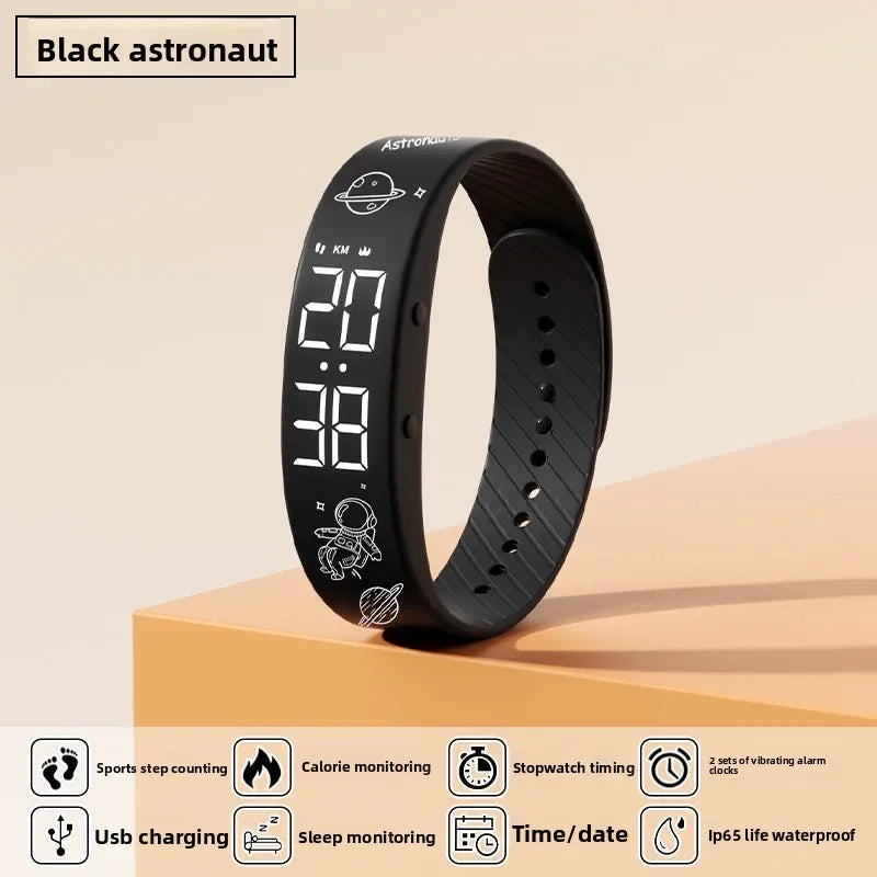 Waterproof Kids LED Digital Alarm Clock Watch Swimming Silent Vibration Smart Bracelet Sports Fitness Student Step Counter