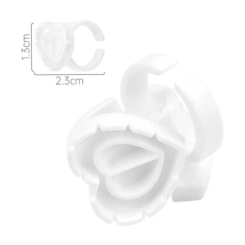 Wholesale100Pcs  Tools Lash Disposable Container Tattoo Pigment Eyelash Extension Cup Rings Holder Eyelash Glue Fan Supplies