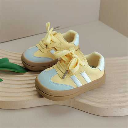 2025 New Spring Baby Shoes Leather Toddler Kids Sneakers Outdoor Boys Tennis Soft Sole Fashion Little Girls Sneakers EU 16-25