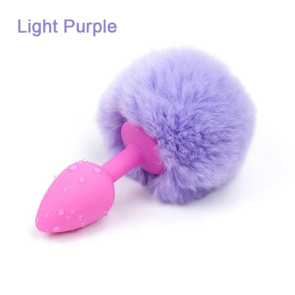 Multicolor Bunny Tail Butt Plug Soft Silicone Anal Plug Indeed Explore Ass Stimulate Roleplay Cosplay Props for Women Men Adults