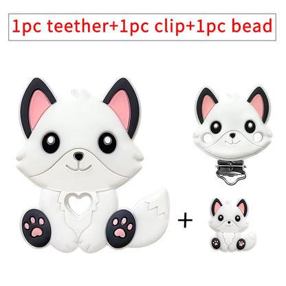 1/3/10pcs New Silicone Teether Cartoon  Squirrel Head Animal Food Grade DIY Baby Teething Teether Toy Accessories Ring