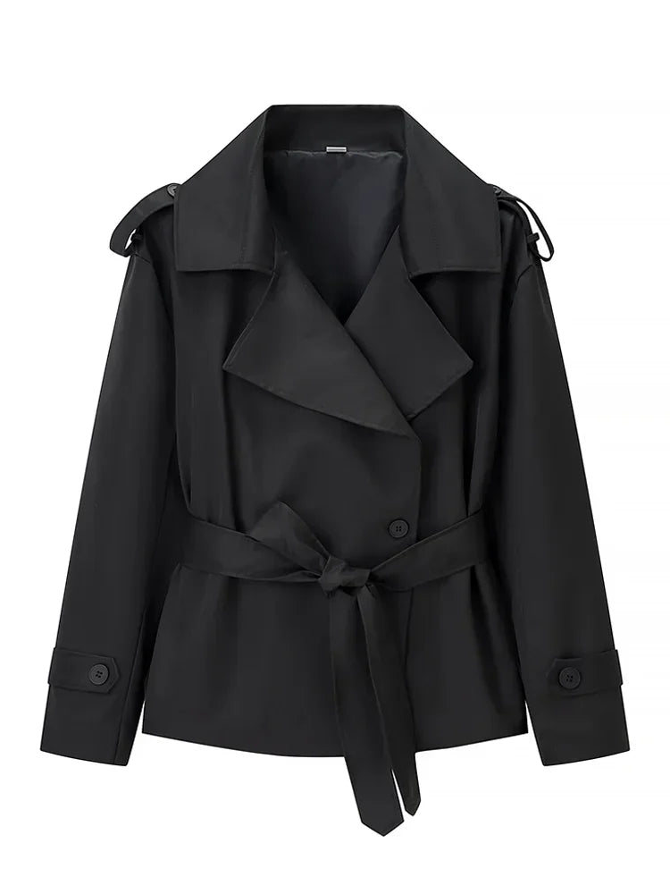 Women's Belted Short Trench-Style Coat