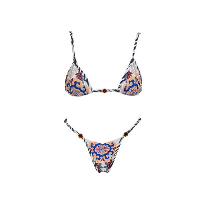Push Up 2026 New Retro Prints 3 Pieces Bikinis Sets With Mesh Pants Beachwear Sexy Women's Swimsuit Cover-ups Strappy Beach Wear