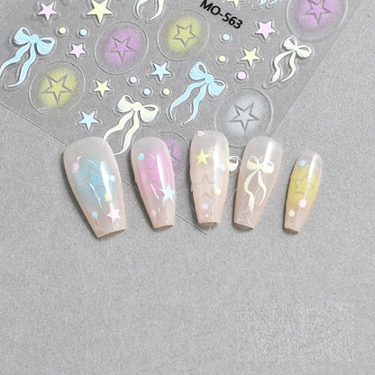 5D Embossed Nail Art Decals Elegant Petals Florals Daisy Flowers Leaves Adhesive Sliders Stickers For Manicure Tips Decoration