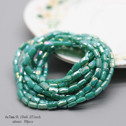 70pcs/lot Color Faceted Square Loose Beads Crystal Glass Beads Faceted Loose Spacer Beads for Jewelry Making DIY