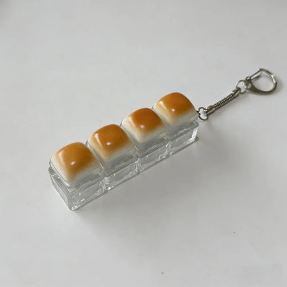 Creative Bread Keyboard Keychain Mechanical Keyboard Decompression Toy Keyring Bag Pendant Soft Finger Button Keychain