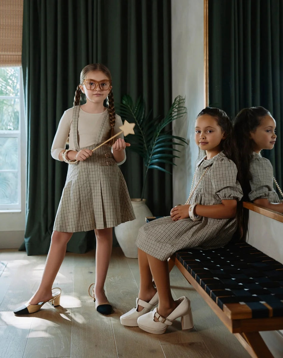 Clearance sale AS SS26 Heritage collection brown Checked smocking  girls dress knitting boys sister brother family match clothes