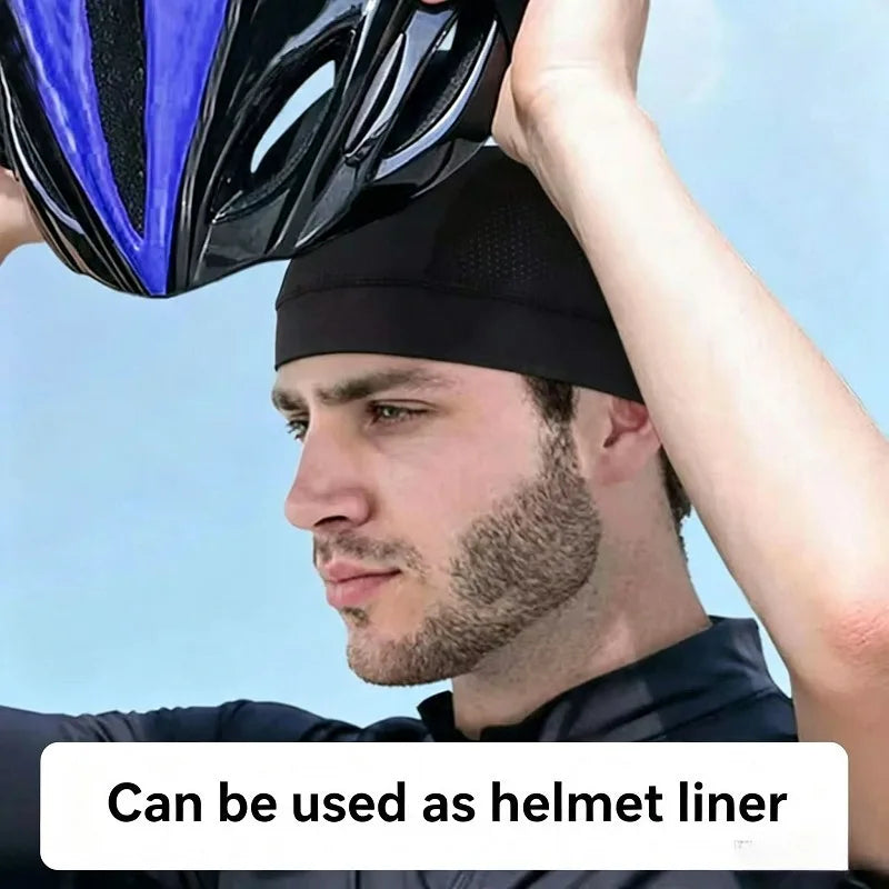 Under Helmet Beanie Skull Cap Vented Sweat Wicking Sweat Absorbent Lightweight Motorcycle Cycling Head Liner Cap Sports Running