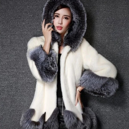 Women's Hooded Faux Fur-Trim Coat