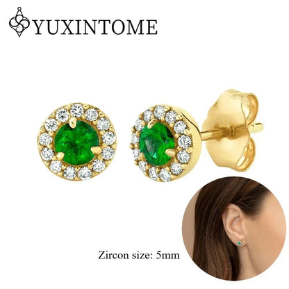 925 Sterling Silver Ear needles Crystal Zircon Small studs Earrings for Women gold-plated round Piercing Earrings New in 2022