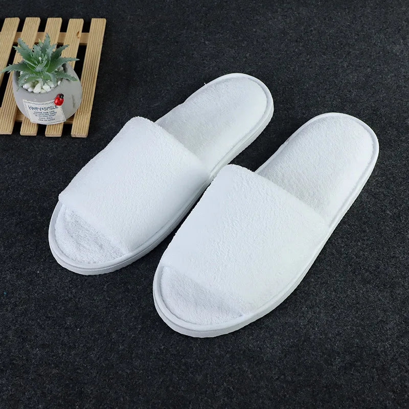 5 Pairs/Lot Winter Cotton Slippers Men Women Disposable Hotel Slippers Home Plush Slides Travel SPA Hospitality Guest Footwear