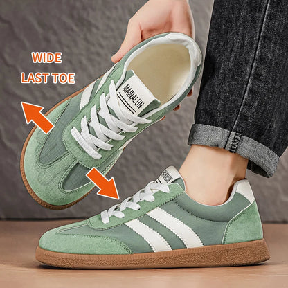 Men's Wide Width Sneakers - Large Size PU Upper & PVC Sole Low-Top Shoes Suitable for Indoor/Outdoor, Work, Travel,, Ca