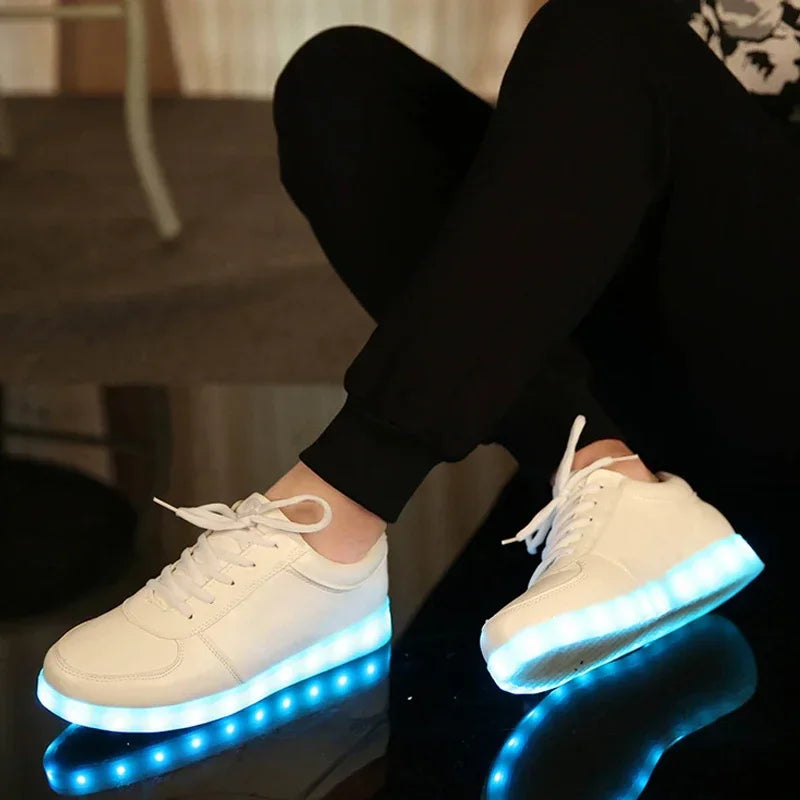 Maogu 2026 Adult Unisex Womens Mens Kid Luminous Sneakers Glowing USB Charge Boys LED Colorful Light-up Shoes Girls Footwear