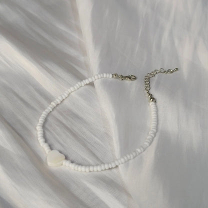 Bohemian Summer Beach Shell Heart Anklets for Women Fashion White Beads Anklet Bracelet on The Leg Female Foot Styling Jewelry
