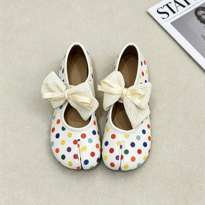 Women Tabi Split‑Toe Ballet Flats Spring Slip‑On Shoes Vintage Soft PU Leather Lightweight Casual Loafers Walking Dress Shoes
