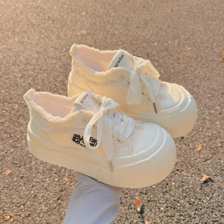 New Spring Women Breathable Sneakers Cute Pink Graffit Shoes Thick Heel Sneakers Casual Running Platform Y2K Lolita Sports Shoes