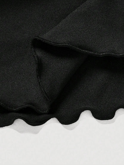 Plus Size Women's Ruffled Mini Skirt High Waist Tiered Layered Drawstring Casual Skirt