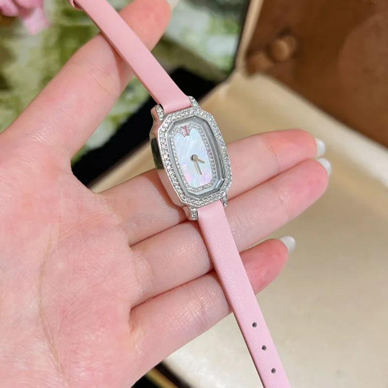 Cameo Pink Sweetheart Watch Alloy Material Synthetic Zircon Fashion Versatile Women's Exquisite Watches
