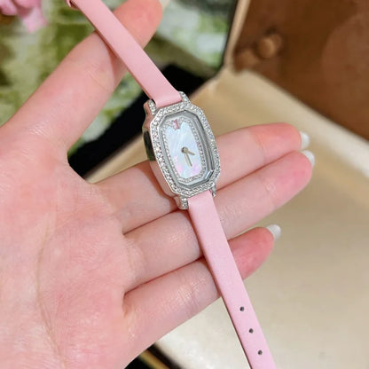 Cameo Pink Sweetheart Watch Alloy Material Synthetic Zircon Fashion Versatile Women's Exquisite Watches
