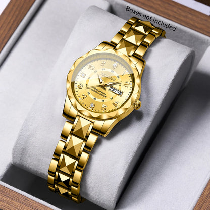 Luxury Diamond Dial Women Quartz Watch Stainless Steel Strap Calendar Wristwatches Relogio Feminino（Without Box）