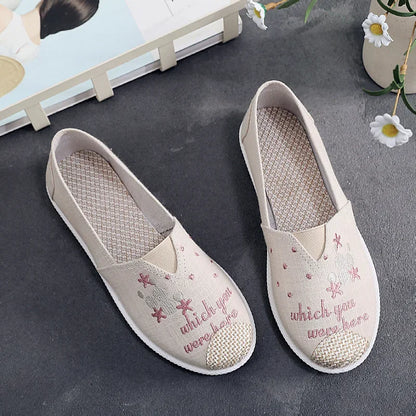 Breathable Mesh Lightweight Casual Shoes Women Fashion Women Slip on Flats Print Fisherman Shoes on Flats Shoes Zapatos De Mujer