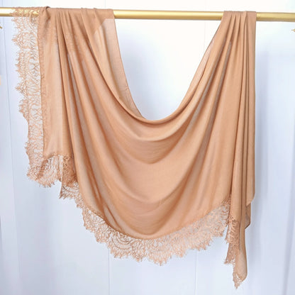 Ramadan Rayon Cotton Modal Hijab Scarf Lace L Edge Splicing Turban Breathable Shawl Cotton Plain Scarf Headscarf Women Hijabs