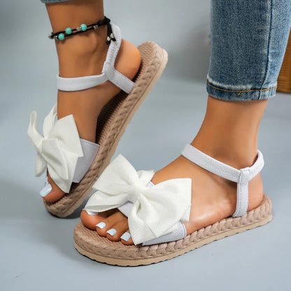 Women Slippers 2024 New Summer Lightweight Sandals Fashion Beach Casual Slippers Outdoor Bow Tie Flat Shoes Home Slides Women