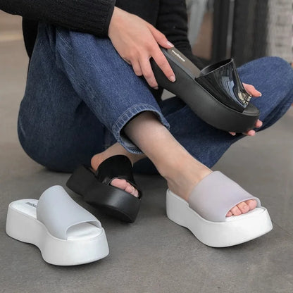 Mini Melissa Sandal Summe Women Slippers Wedges Platform Beach Flip Flops Trend High Heels Ladies Shoes Pumps Thick Slides Mujer