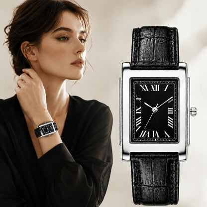 Retro Square Women Wristwatch Classic Roman Dial Leather Strap Business Watches for Woman Fashion Elegant Ladies Watch Gift