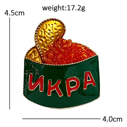 Wuli&baby Cute Caviar Can Brooches For Women Men Unisex Enamel Red-beads Tin Food Casual Party Brooch Pins Fashion Gifts