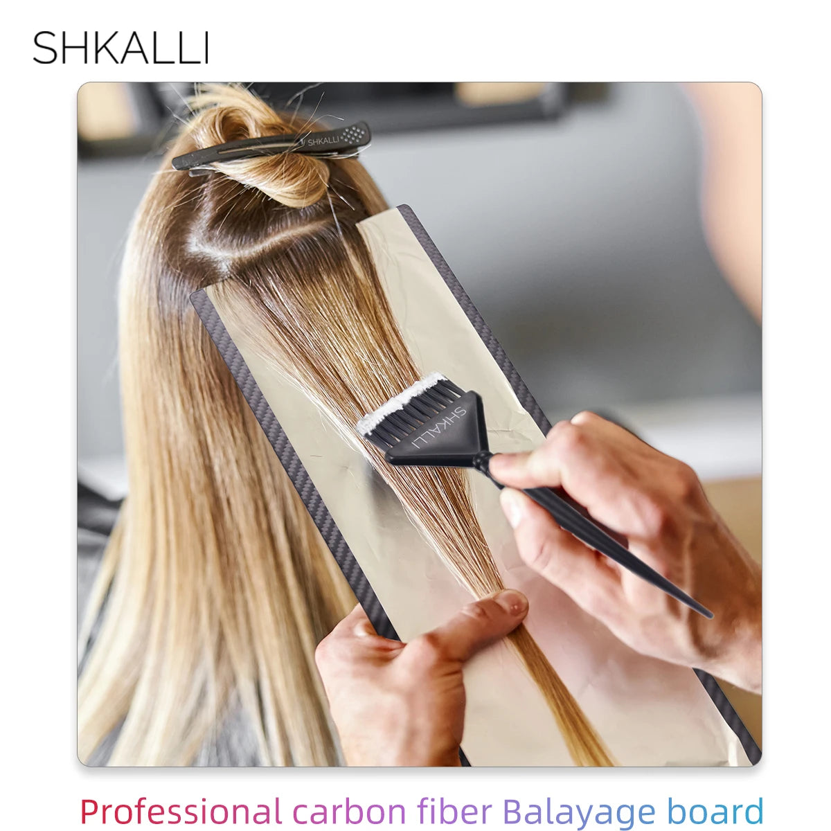 SHKALLI Professional Carbon Fibre Hair Balayage Board and Brush Set Hair Dyeing Tool Kit for Hairdressers