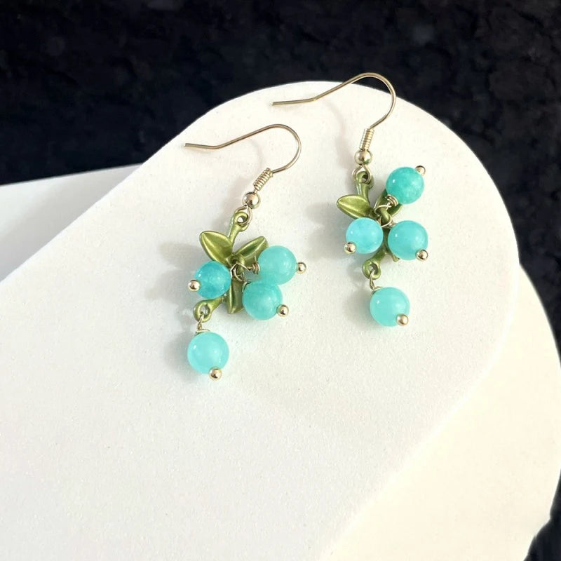 Cute Berries Earring Creative Berry And Leaves Design Beaded Earrings For Gifts Wholesale Cute Fruit Earrings Custom Packaging
