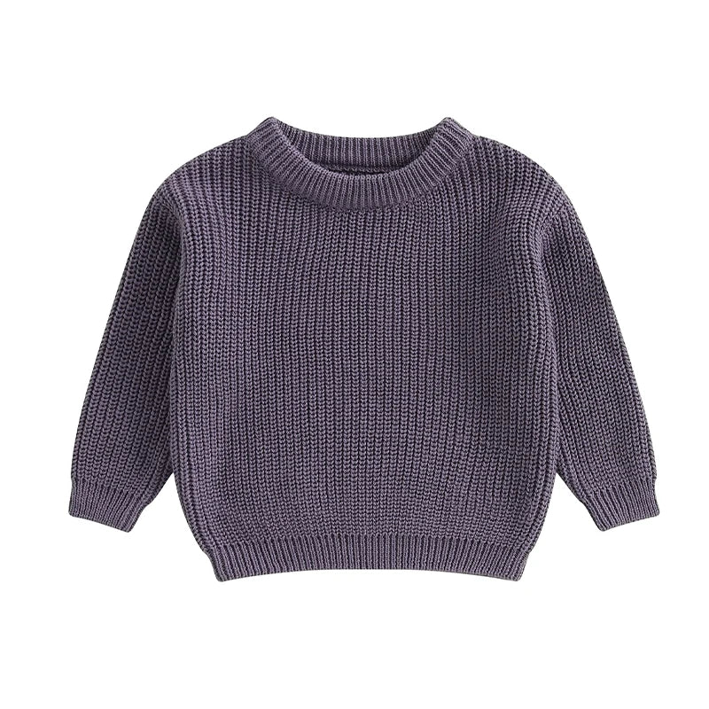 Autumn Winter Newborn Baby Girl Boy Knitted Long Sleeve Sweater Solid Loose Pullover Casual Tops Children Sweater Kids Clothes