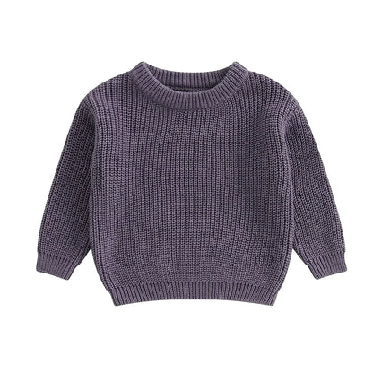 Autumn Winter Newborn Baby Girl Boy Knitted Long Sleeve Sweater Solid Loose Pullover Casual Tops Children Sweater Kids Clothes