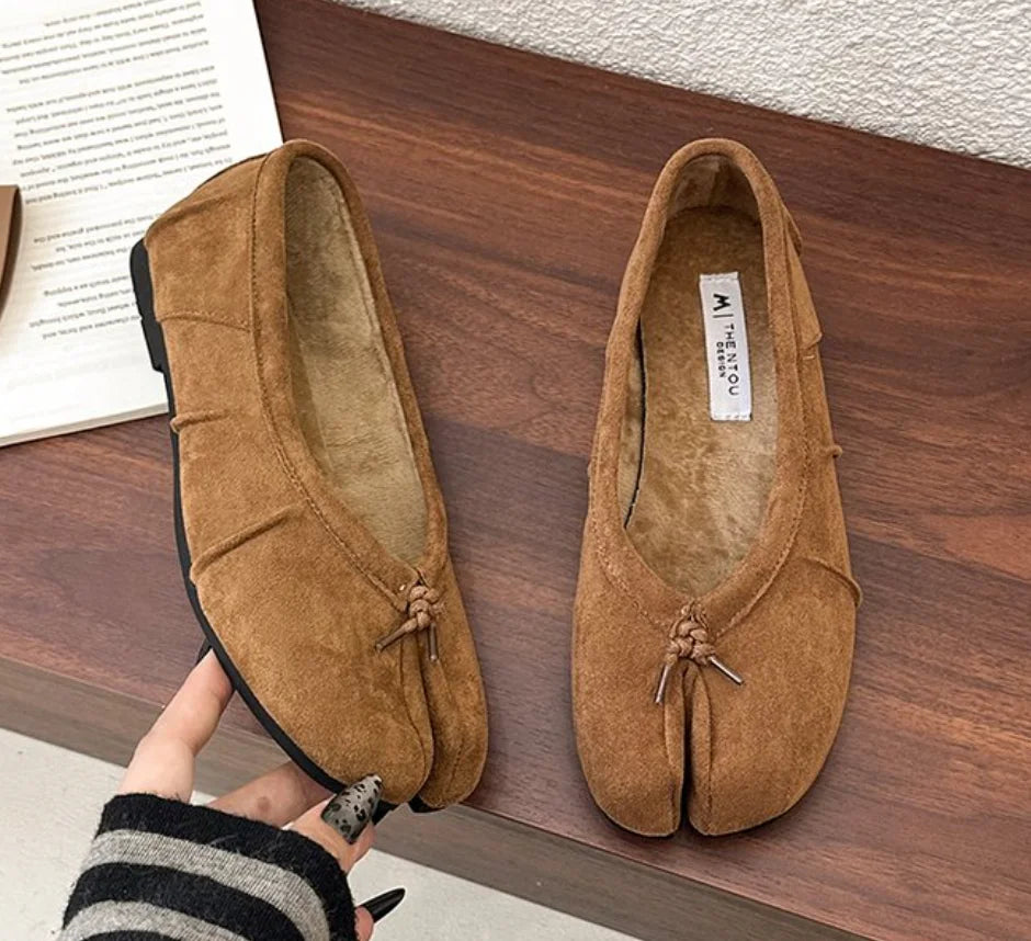 Fashion Bowknot Split Toe Women Tabi Ninja Ballet Flats Slippers Comfortable Walking Loafers Sweet Ladies All-match Mules Shoes