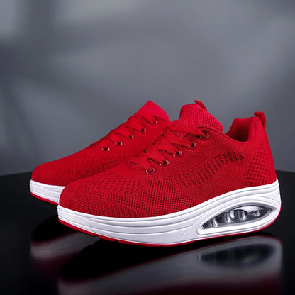 Summer Trend Shoes for Woman Thick Soled High-quality Outdoor Walking Vulcanized Shoes, Mesh Breathable Casual Platform Shoes