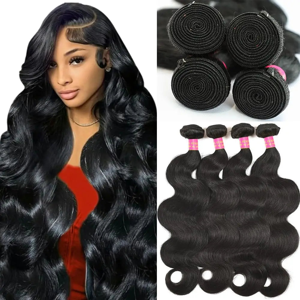 Natural Colored Body Wave Human Hair Bundles For Women Remy Hair Extensions 1/3/4 Pcs Natural Body Wave Weave Bundles 10-40 Inch