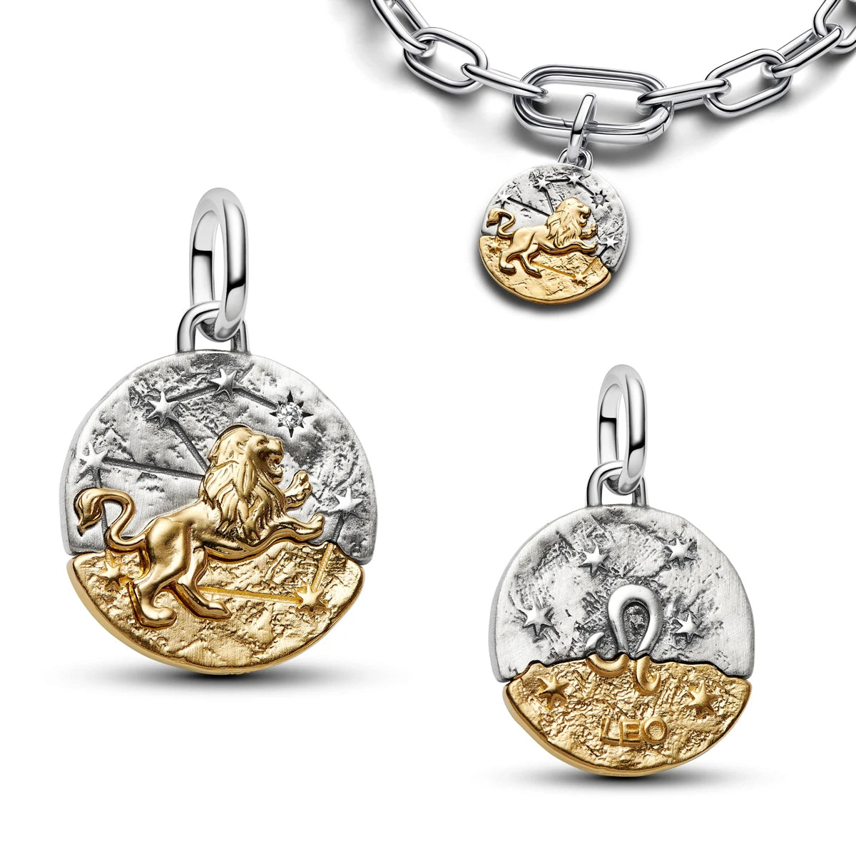 925 Sterling Silver Zodiac Coin Charms 12 Constellation Coin Pendant Crystal Lucky Amulet Beads Bracelet Necklace DIY Jewelry